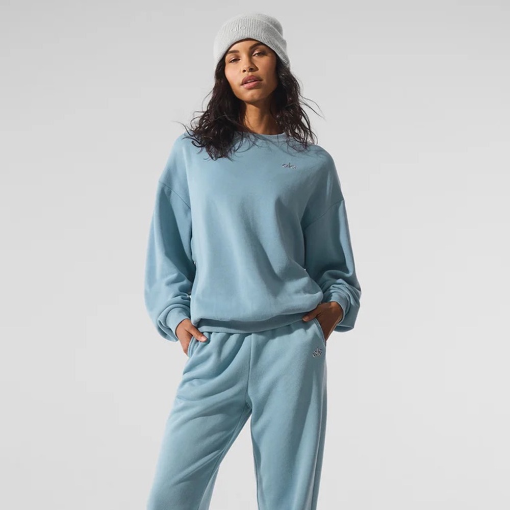 ALO Yoga Celestial Blue Crew Neck Pullover NWT - Picture 3 of 7